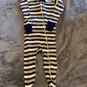 Burt's Bees Baby Navy and Cream Striped Footie
